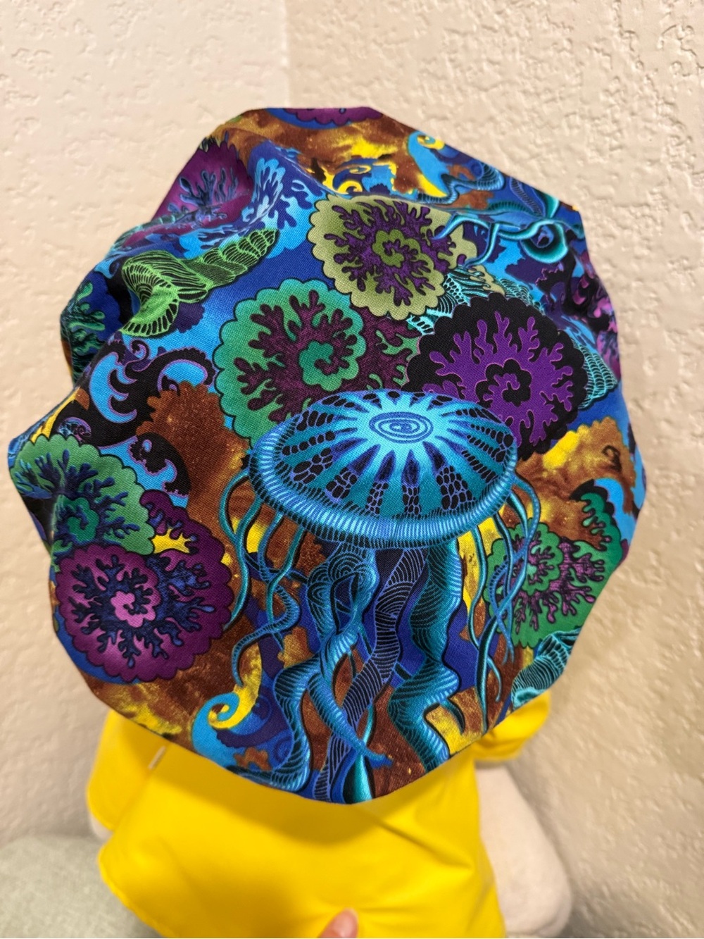 Surgical scrub hat in vibrant Blue Jellyfish Print